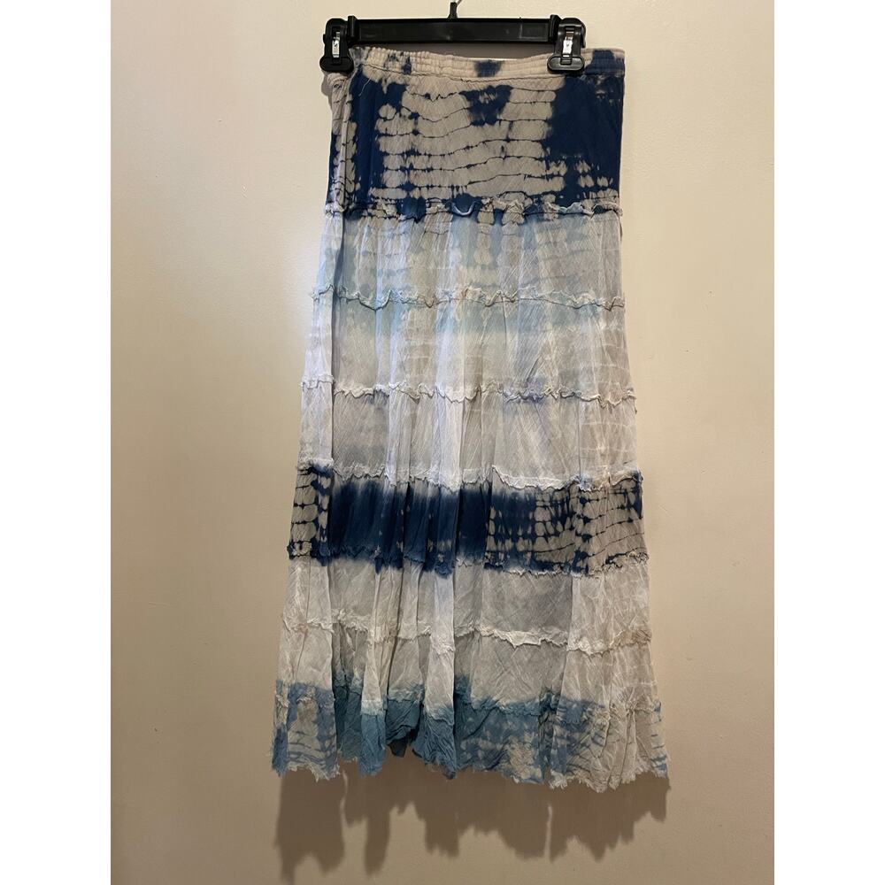 Blue tie-dyed fairy grunge artsy maxi skirt size small